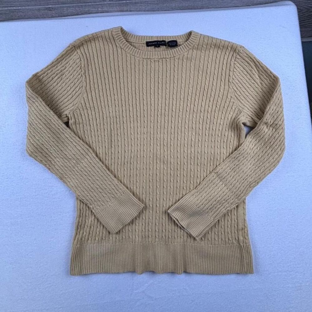 Vintage Jeanne Pierre Cable Knit Sweater Womens Small Yellow Knit Cozy Classic